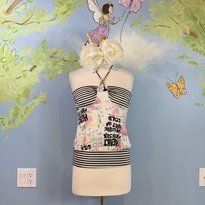 Glitter & Gloss Paris Graphic Halter Top size T2